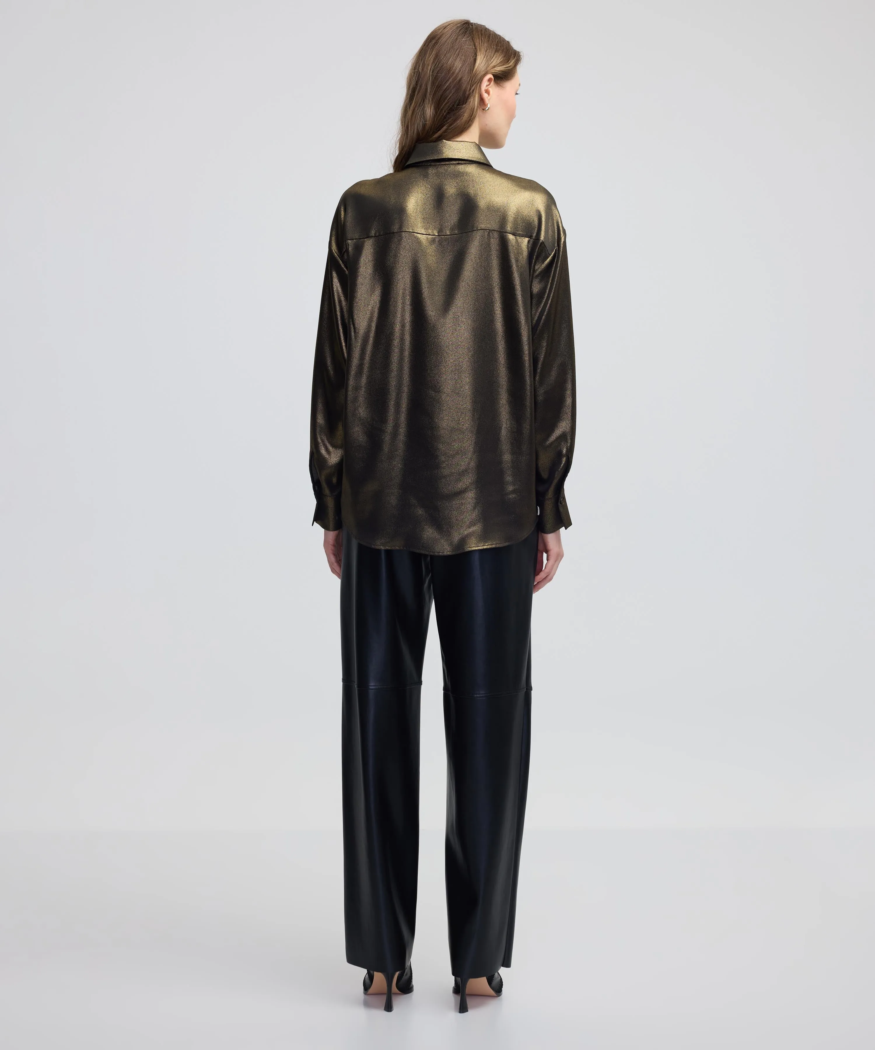 Ipekyol Shiny Textured Shirt Gold