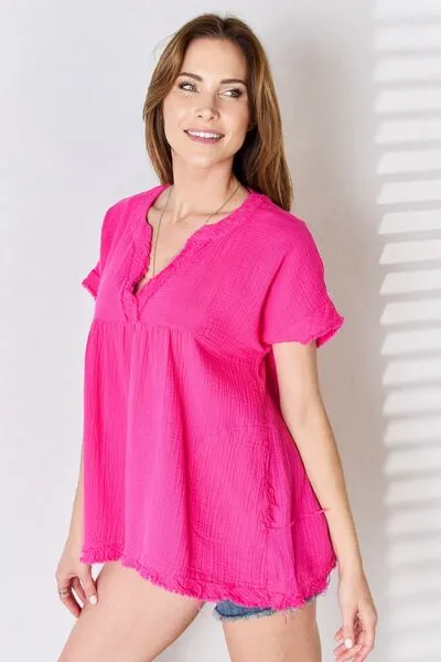 It's A Start Raw-Hem Cotton Top