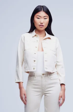Janelle Slim Raw Jacket in Oat