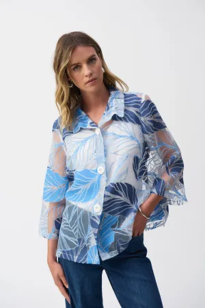 Joseph Ribkoff Novelty Leaf-Print Trapeze Jacket