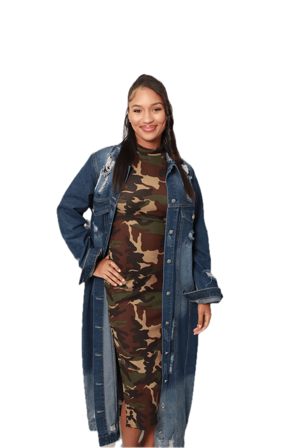 Kara Chic Long Denim Jacket