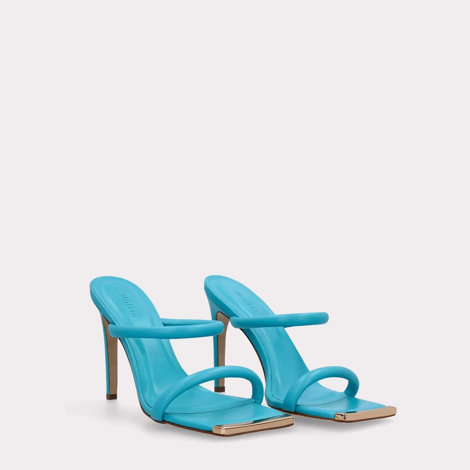 KATERINA SCUBA BLUE SMOOTH LEATHER MULES