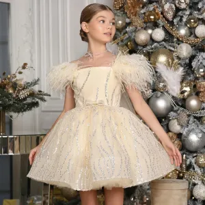 Kids Girls Luxurious Sequin Princess Evening Party Dress