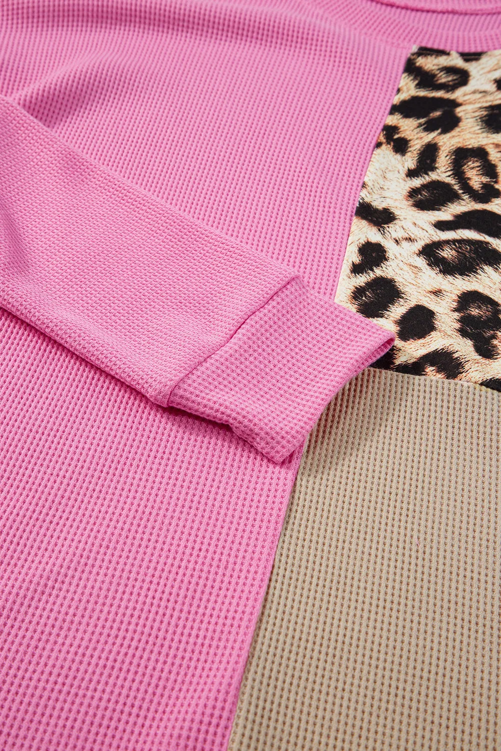 Leopard Colorblock Waffle Knit Top