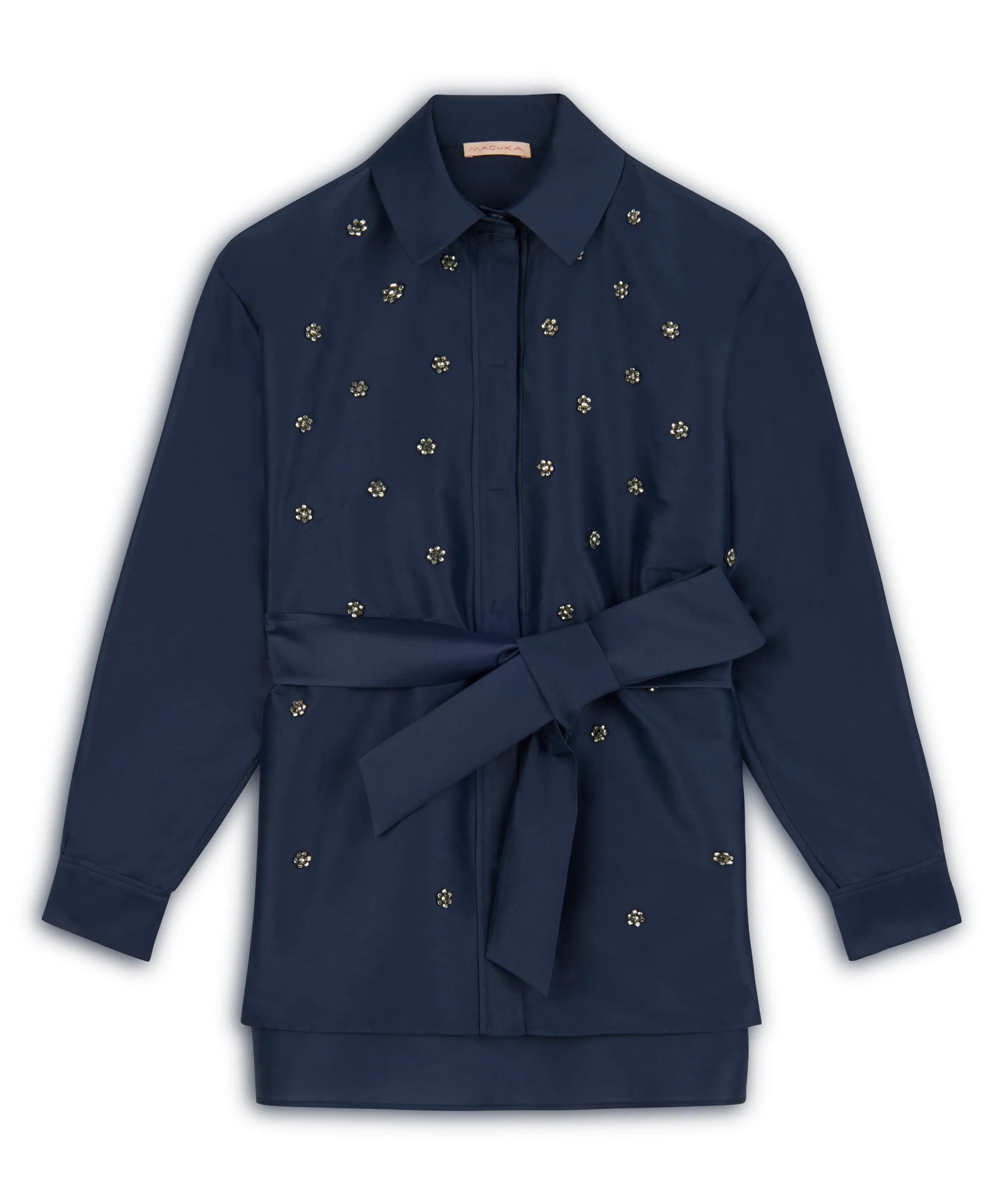 Machka Embroidered Shirt Jacket Navy