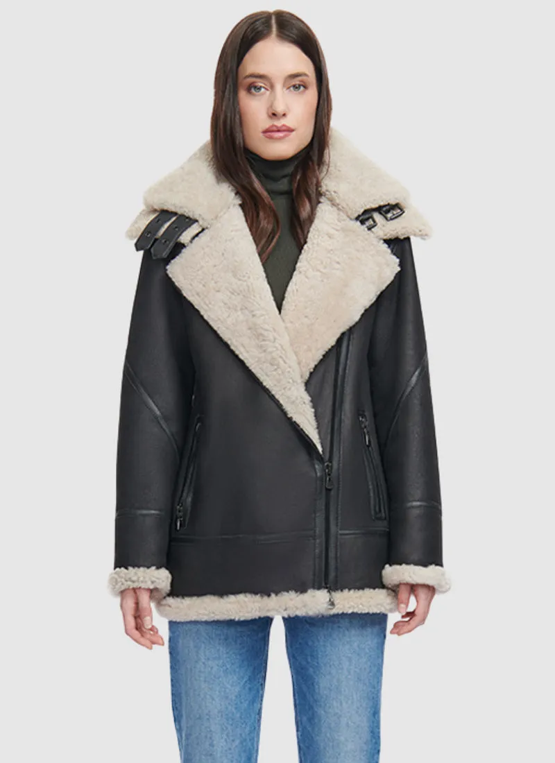 Martina Detachable Hood Biker Jacket