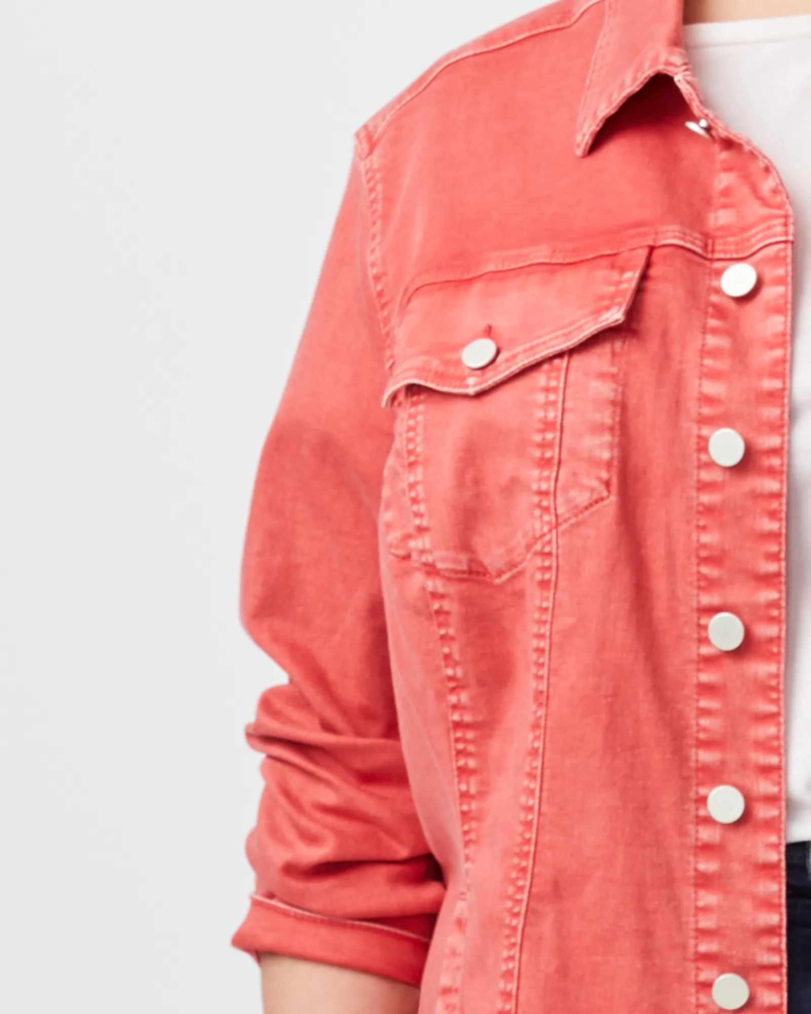 Minerva Raw-Hem Denim Jacket | Orange