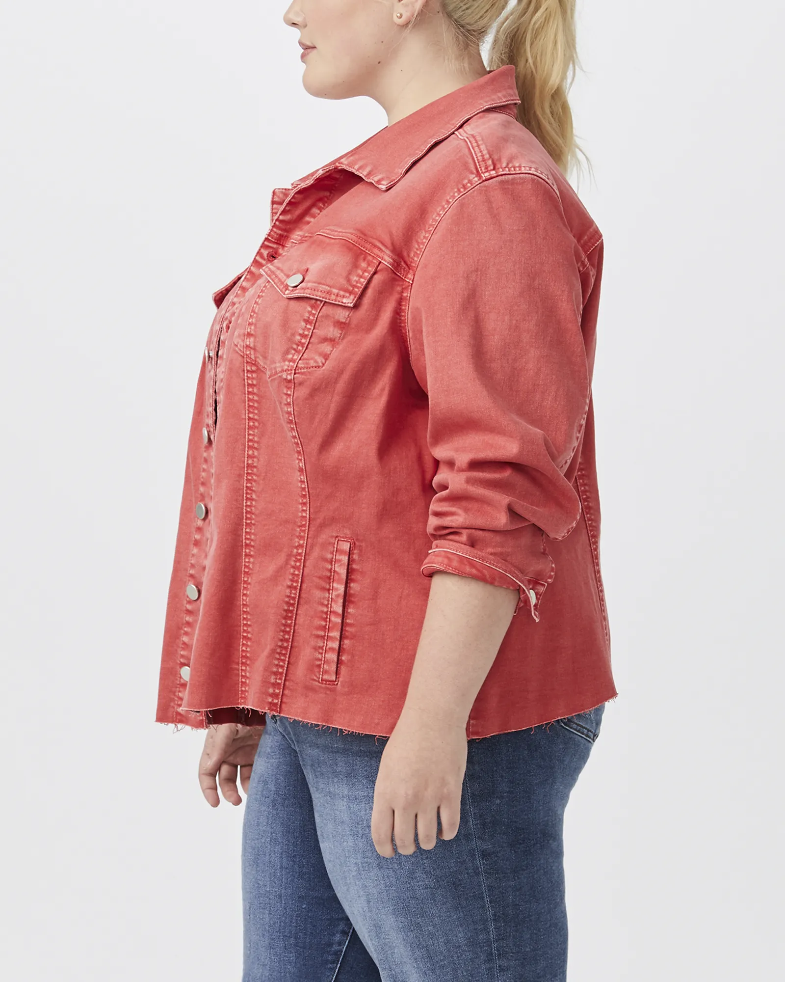 Minerva Raw-Hem Denim Jacket | Orange