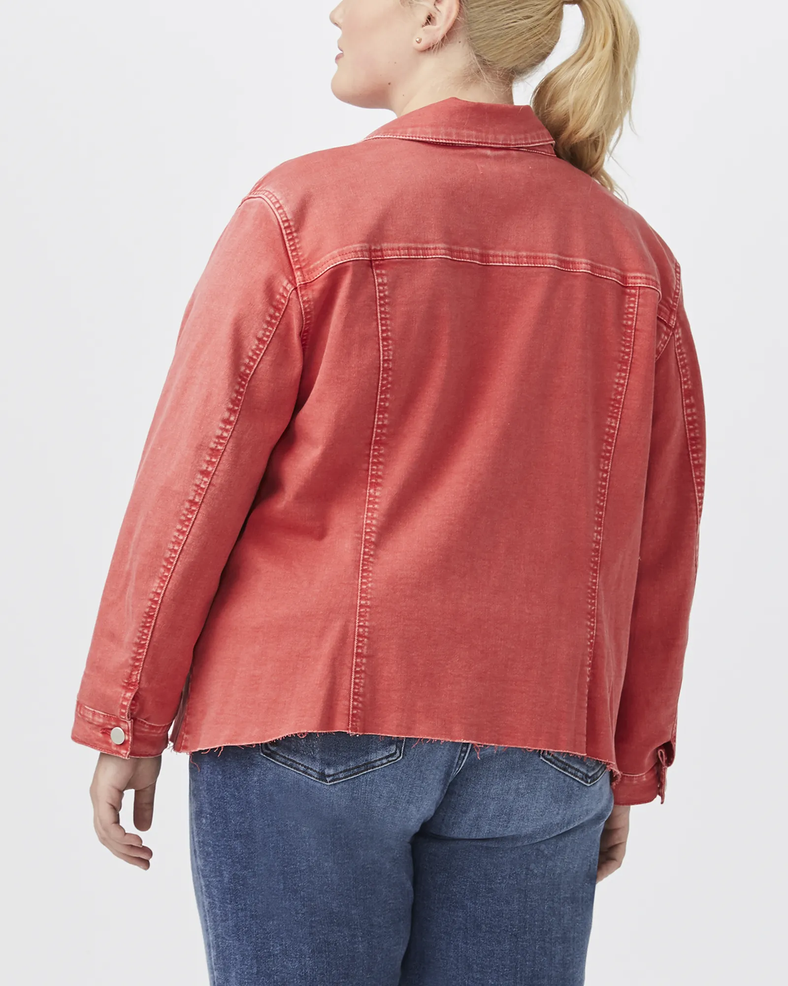 Minerva Raw-Hem Denim Jacket | Orange