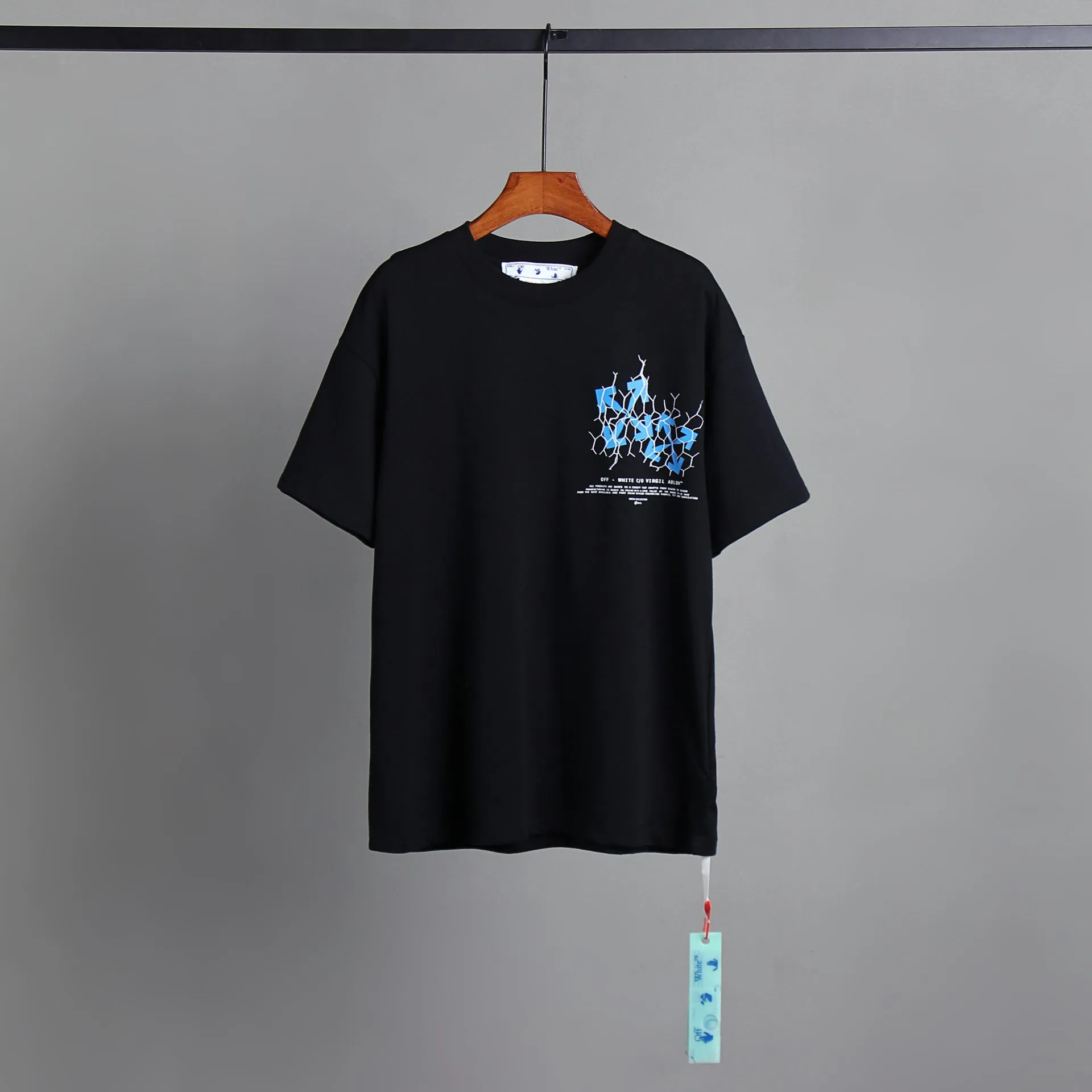 Off Whtie T Shirts Design Short Sleeve Arrow Print Male And Female Trendy Brand Short Sleeve