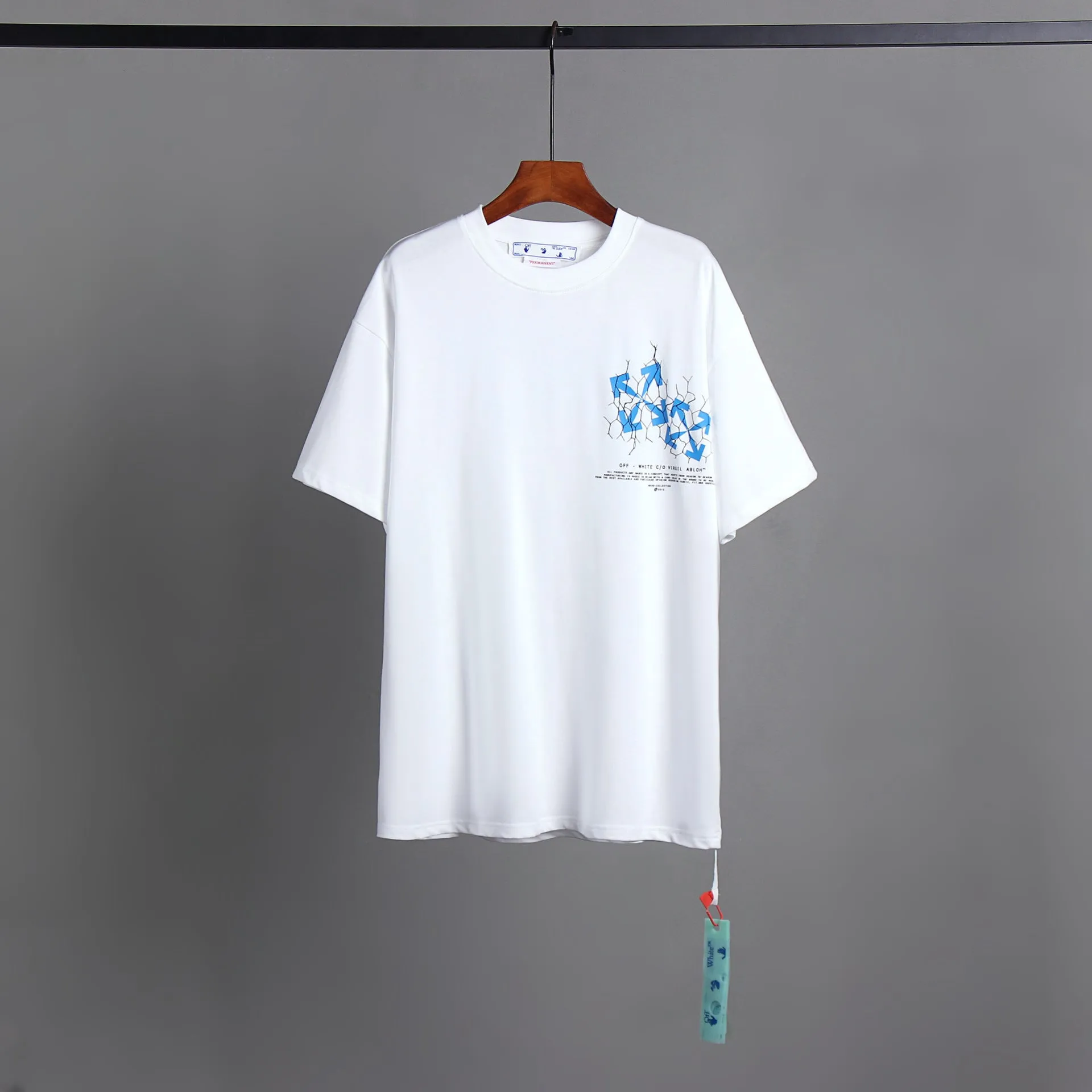 Off Whtie T Shirts Design Short Sleeve Arrow Print Male And Female Trendy Brand Short Sleeve