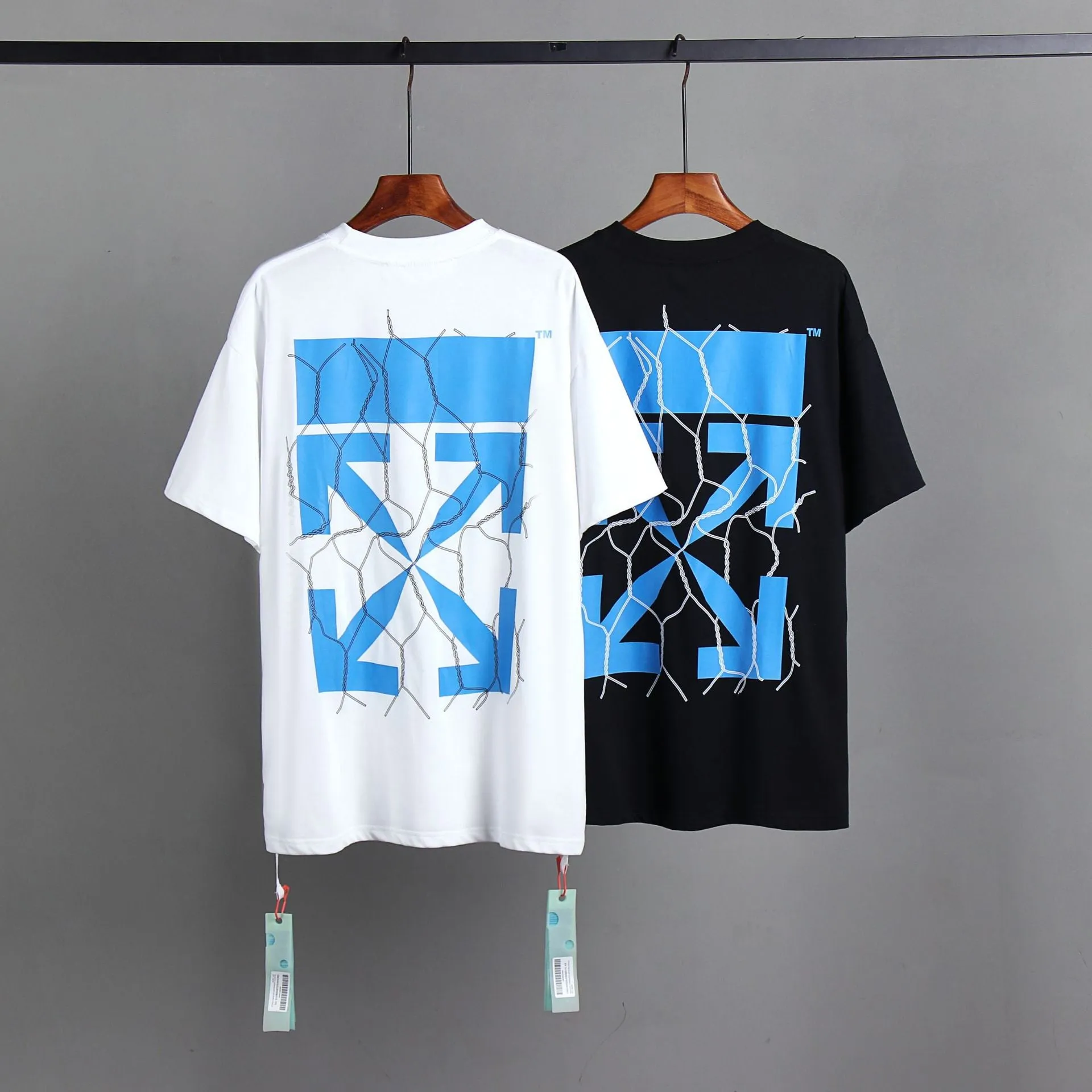 Off Whtie T Shirts Design Short Sleeve Arrow Print Male And Female Trendy Brand Short Sleeve