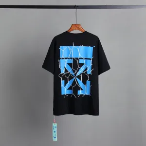 Off Whtie T Shirts Design Short Sleeve Arrow Print Male And Female Trendy Brand Short Sleeve