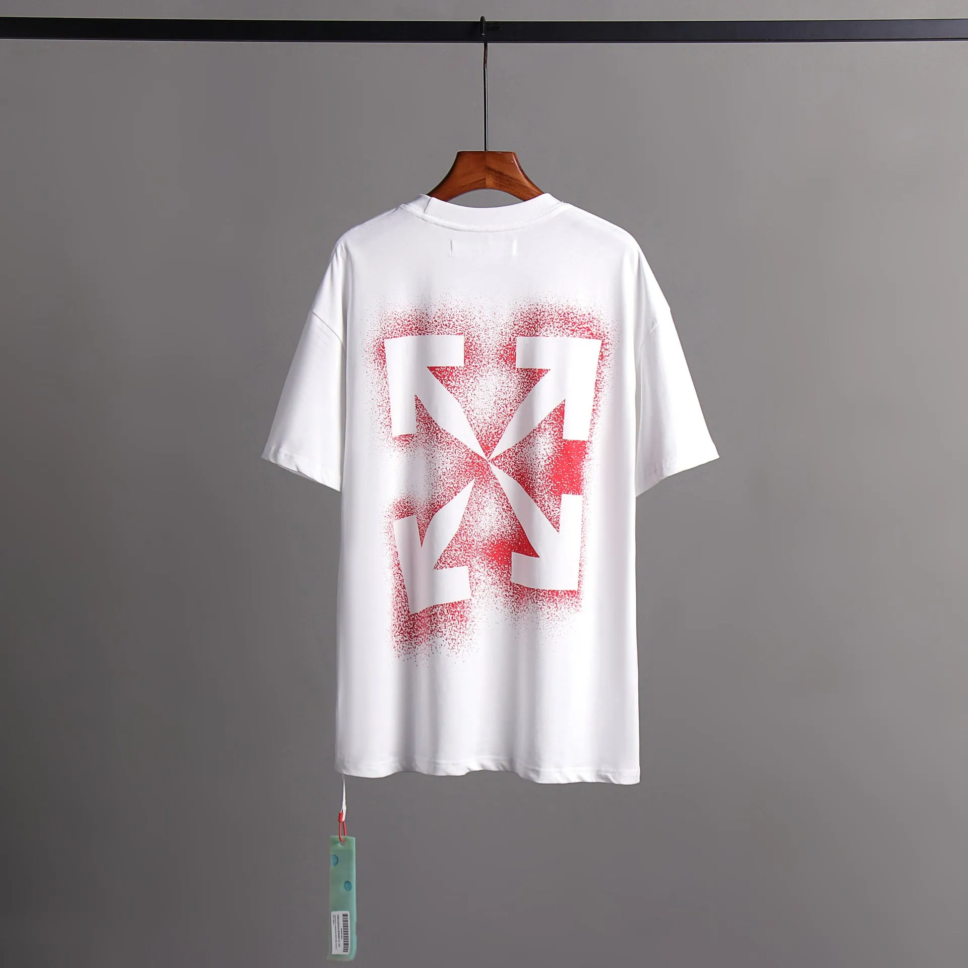 Off Whtie T Shirts Snowflake Arrow Print Male And Female Trendy Brand Short Sleeve