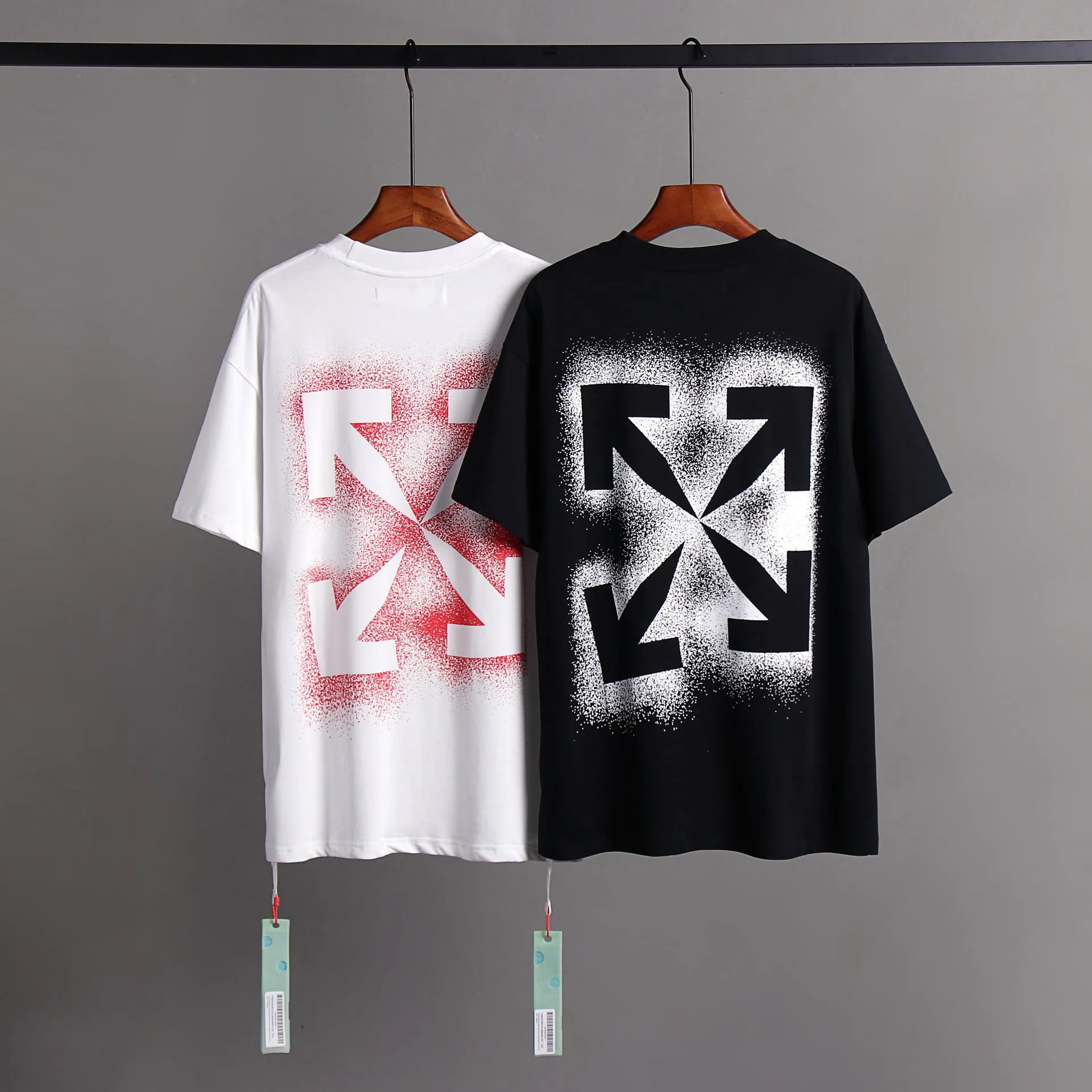 Off Whtie T Shirts Snowflake Arrow Print Male And Female Trendy Brand Short Sleeve
