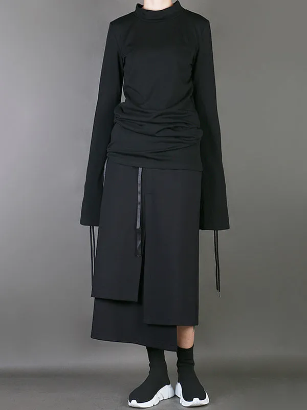 Plain Multi-Layer Cropped Skirt