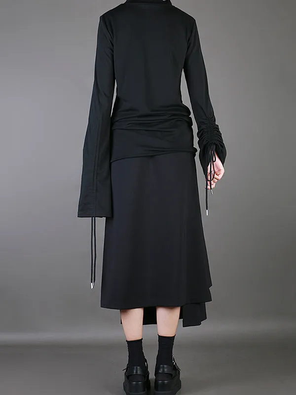Plain Multi-Layer Cropped Skirt