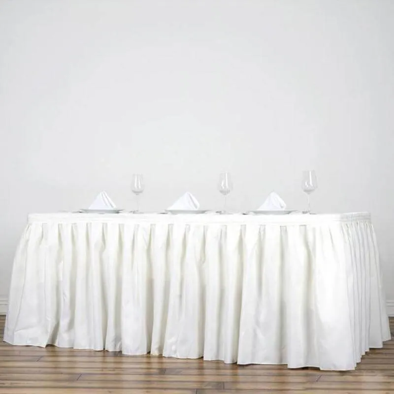 Polyester Table Skirt 21ft Ivory - Stylish Pleated Table Cover