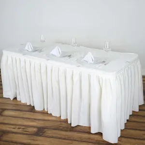 Polyester Table Skirt 21ft Ivory - Stylish Pleated Table Cover