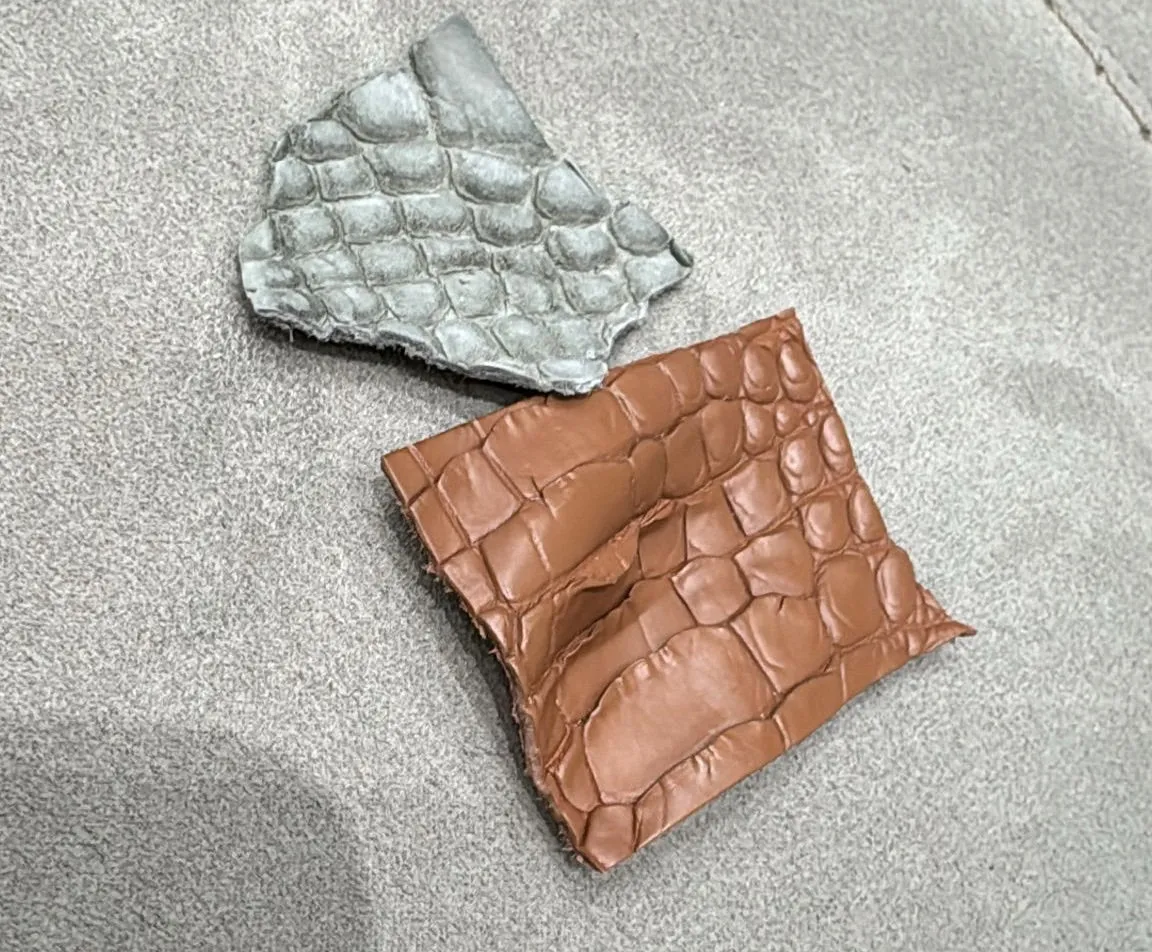 Preorder Nubuck Crocodile Skin  Leather Blazer  Brown & Grey