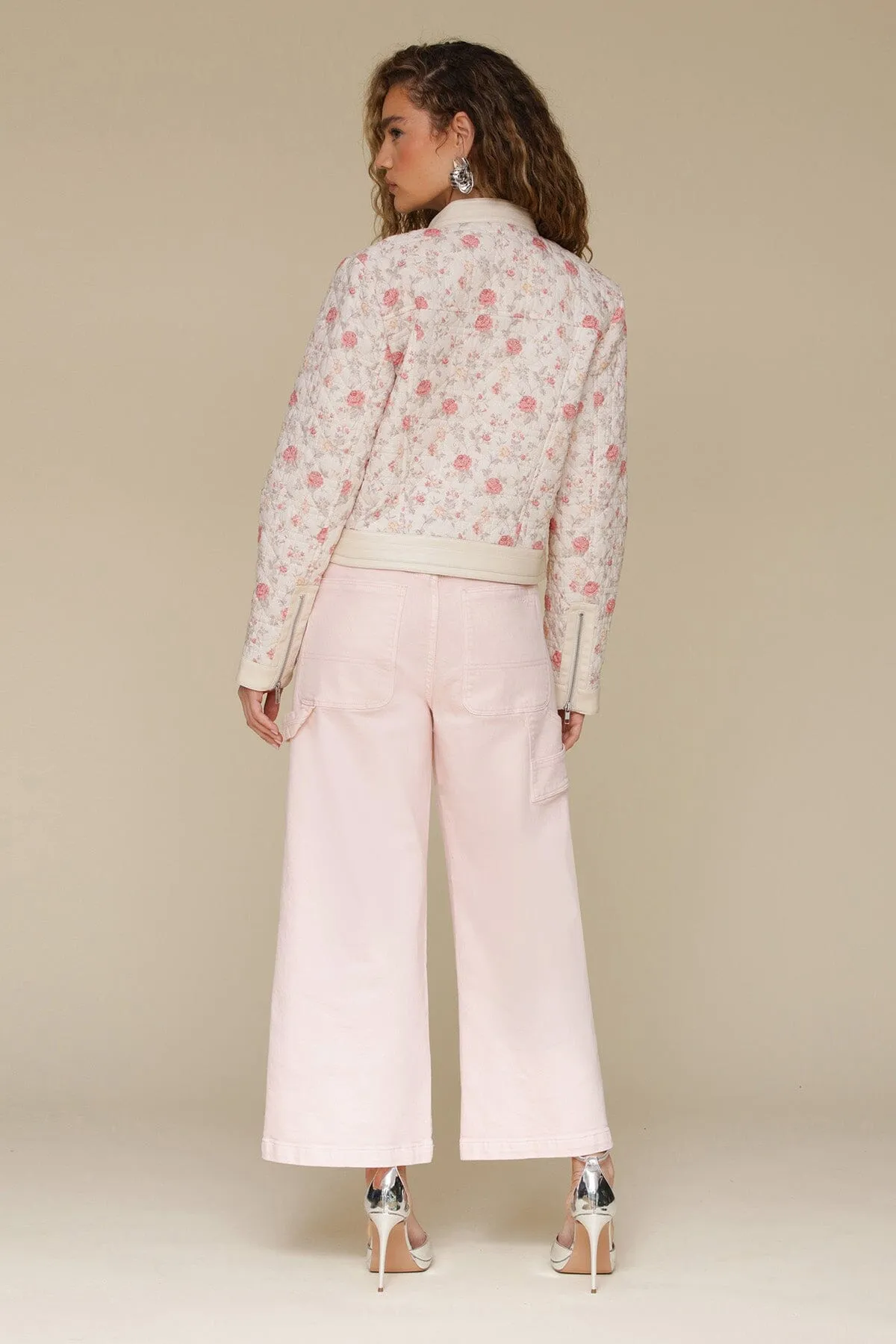 Quilted Floral Cotton Moto Jacket