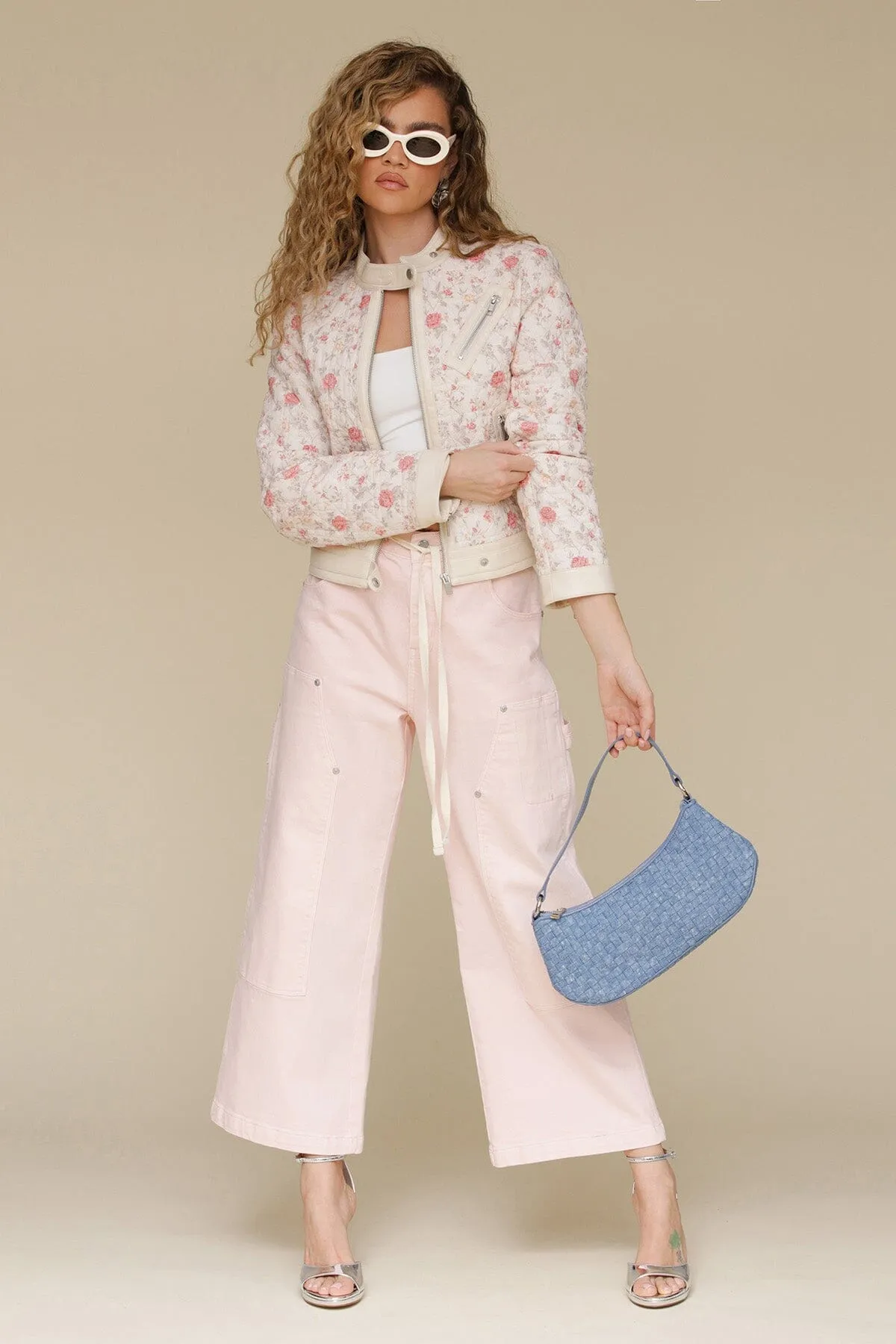 Quilted Floral Cotton Moto Jacket