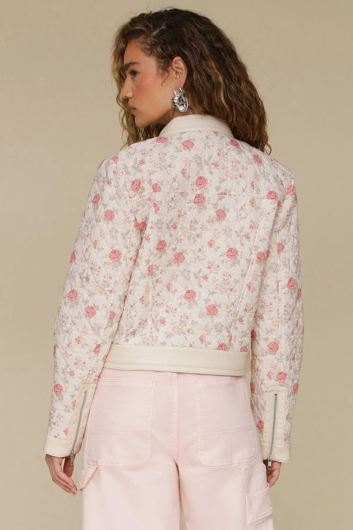 Quilted Floral Cotton Moto Jacket