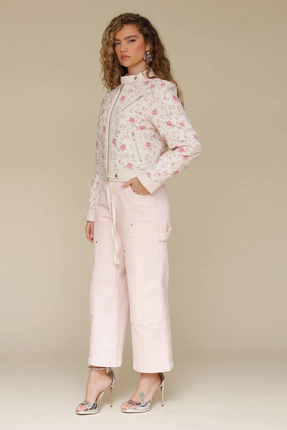 Quilted Floral Cotton Moto Jacket