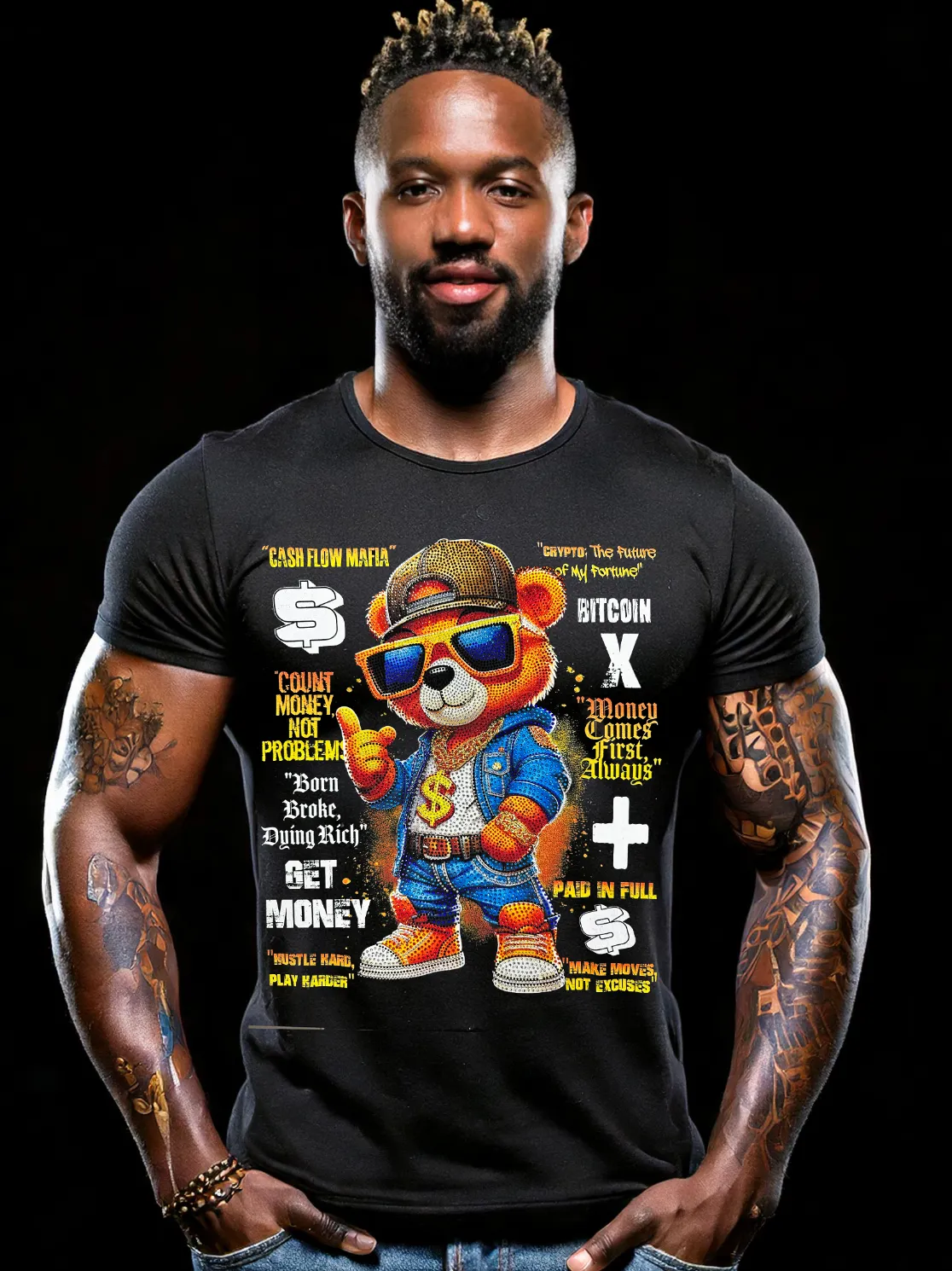 Rhinestones T Shirt Teddy Blue Jacket Exclusive Grooveman