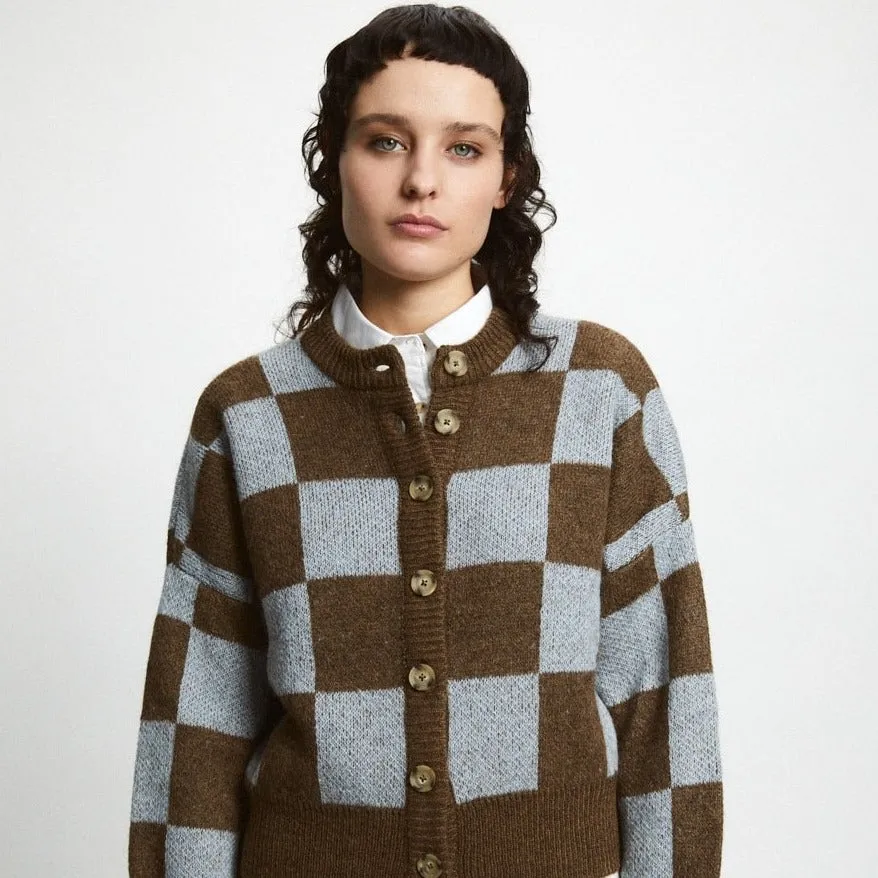 Rita Row Ellen Cardigan in Brown   Blue