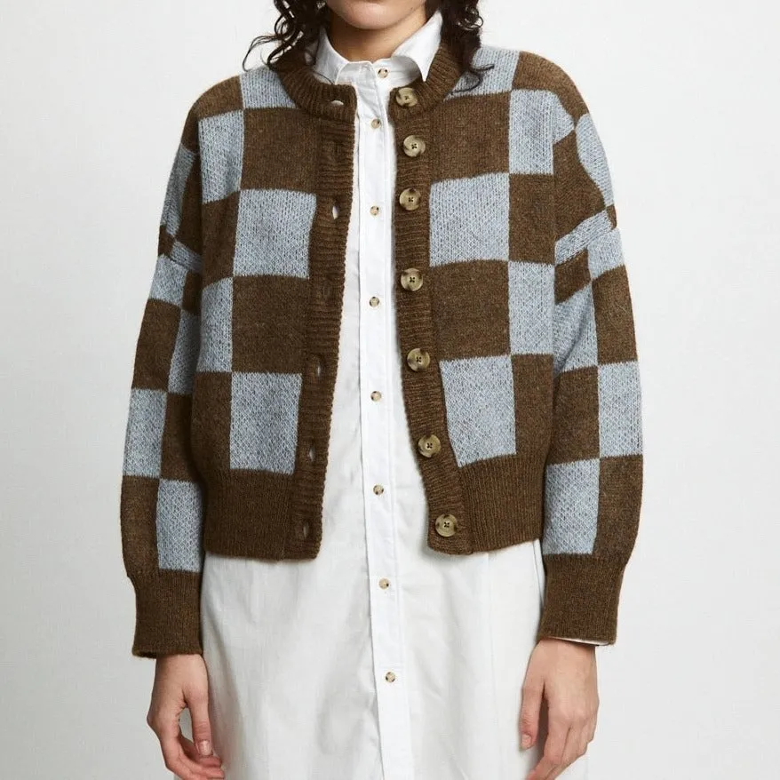 Rita Row Ellen Cardigan in Brown   Blue