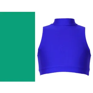 SALE - ROSIE - LYCRA SLEEVELESS POLO NECK CROP TOP - JADE GREEN