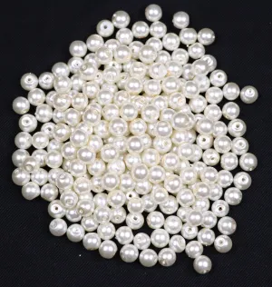 Shiny White Glass Pearls - 6 mm