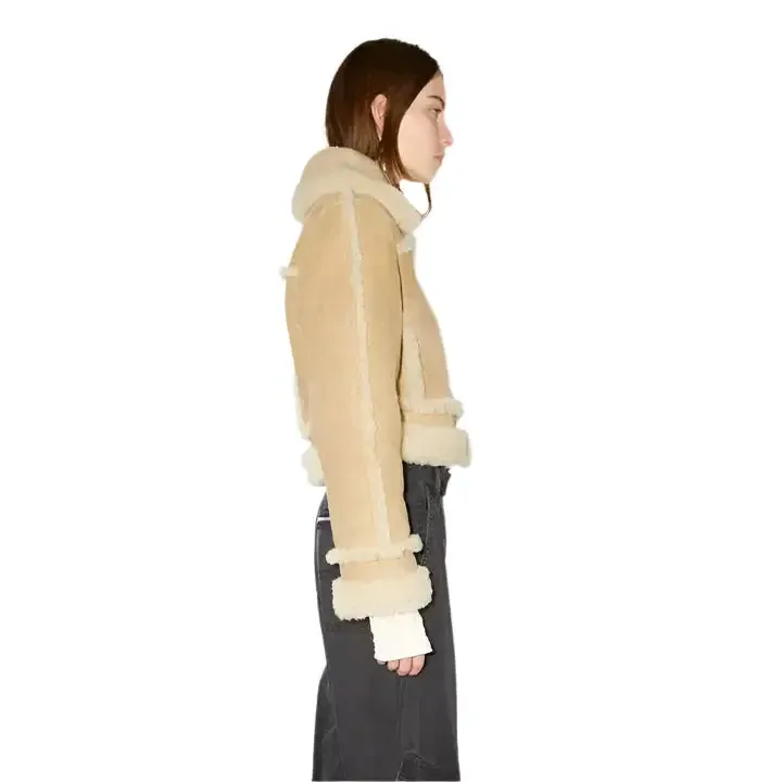 Women's Brown Aviator Jacket - Stylish & Cozy