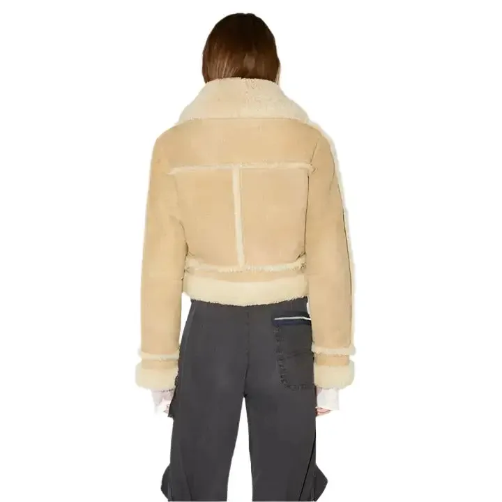 Women's Brown Aviator Jacket - Stylish & Cozy