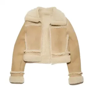 Women's Brown Aviator Jacket - Stylish & Cozy