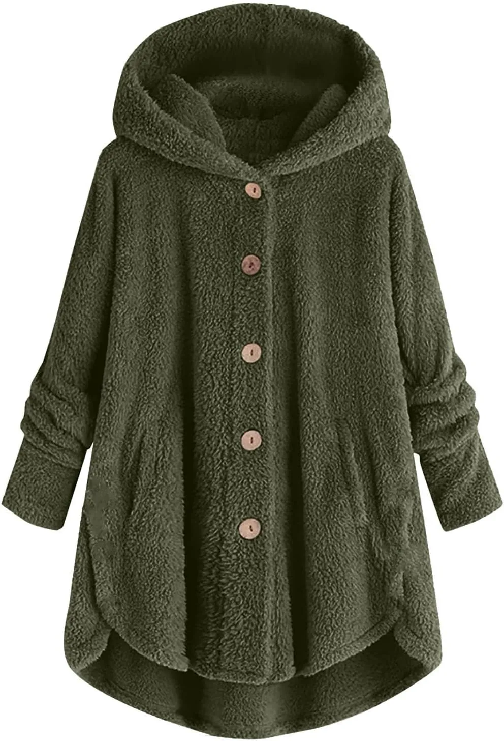 YRAETENM Womens Fuzzy Fleece Sherpa Hoodies Oversized Warm Winter Coats Soft Button down Long Jackets Cardigan with Pockets