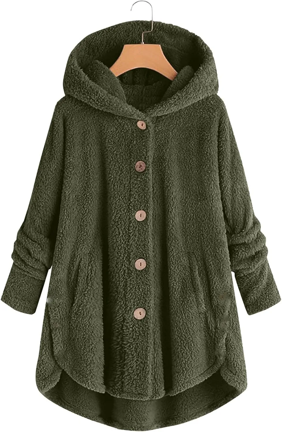YRAETENM Womens Fuzzy Fleece Sherpa Hoodies Oversized Warm Winter Coats Soft Button down Long Jackets Cardigan with Pockets